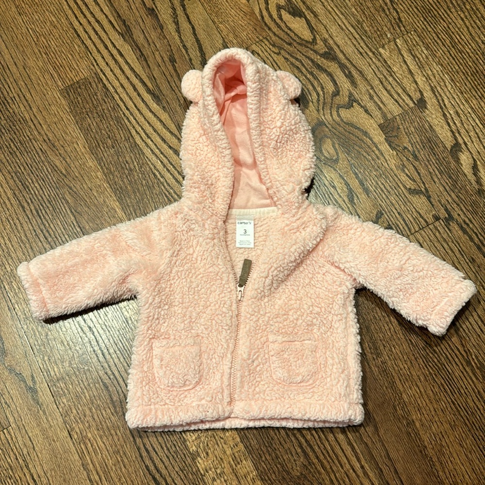 3/$10 - Light Pink Carters Fuzzy Jacket | 3 Months
